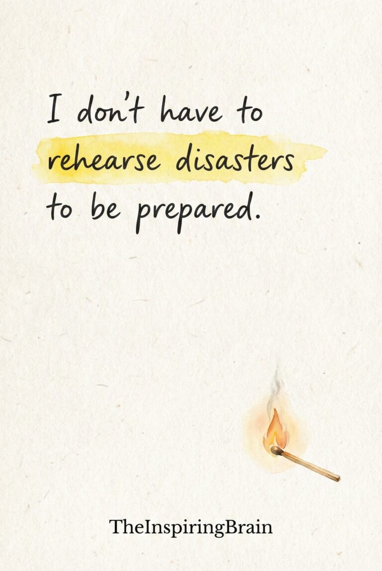 I don't have to rehearse disasters to be prepared.